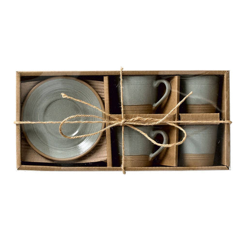 Aardewerk espressoset - 8-delig - 60ml