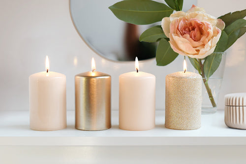 4-pack kaarsen - Mix - Diverse kleuren - 6x9cm