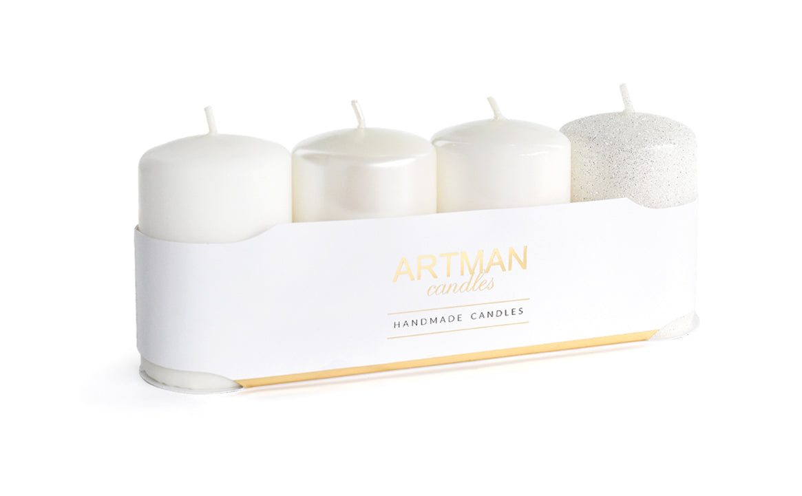 4-pack kaarsen - Mix - Diverse kleuren - 6x9cm