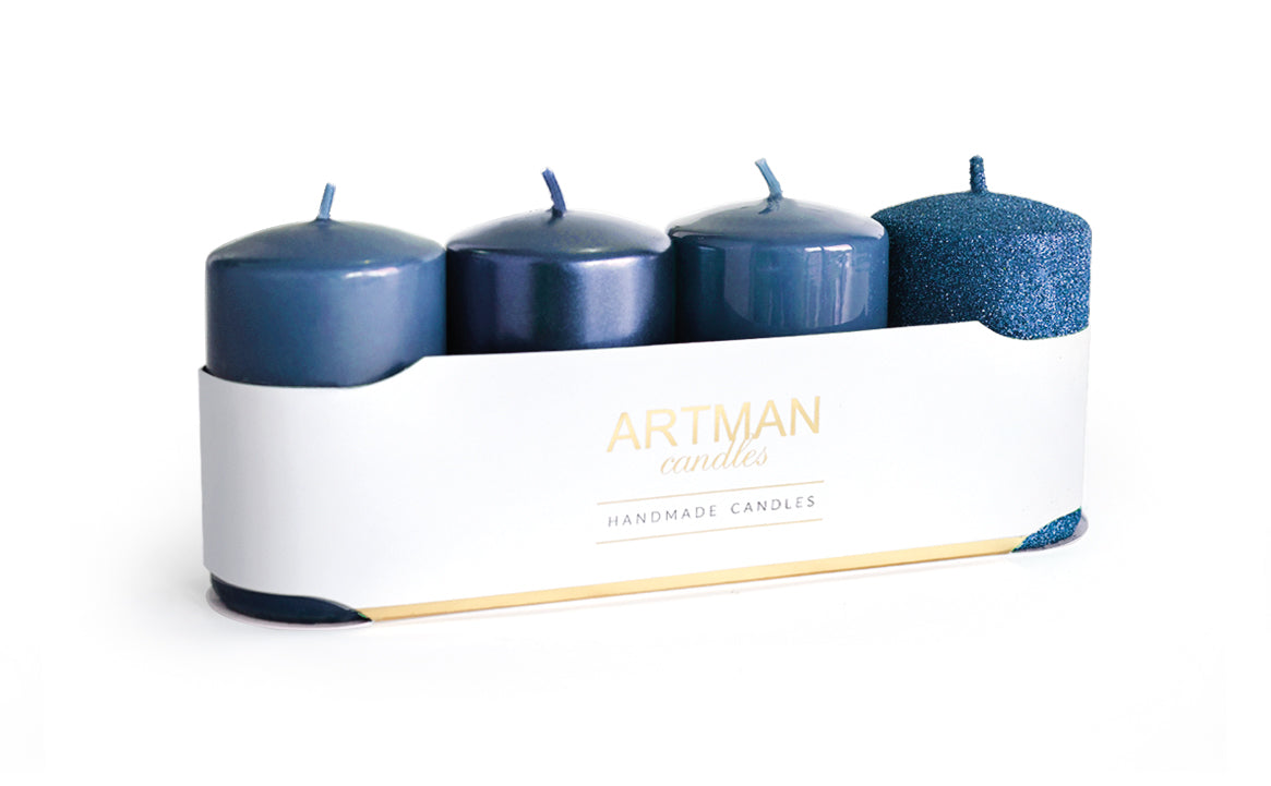 4-pack kaarsen - Mix - Diverse kleuren - 6x9cm