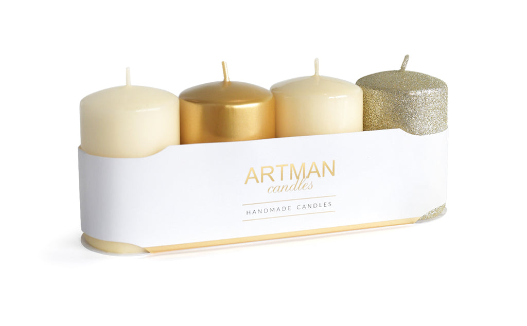 4-pack kaarsen - Mix - Diverse kleuren - 6x9cm