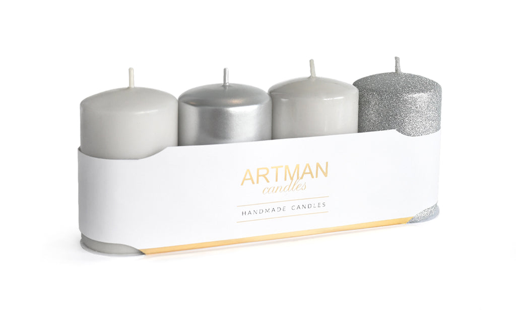 4-pack kaarsen - Mix - Diverse kleuren - 6x9cm