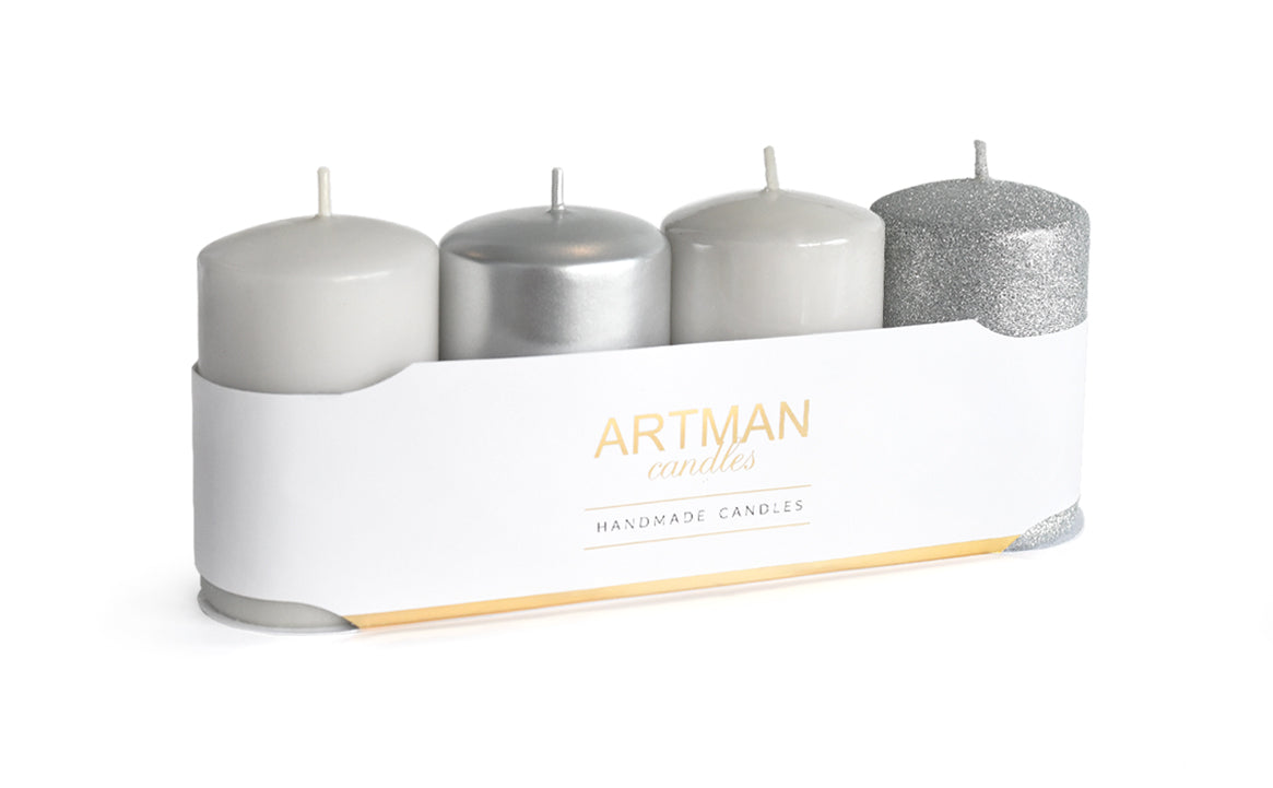4-pack kaarsen - Mix - Diverse kleuren - 6x9cm