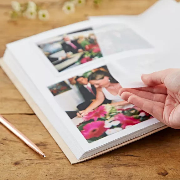 Handgemaakt fotoalbum met lederen kaft - Bruin