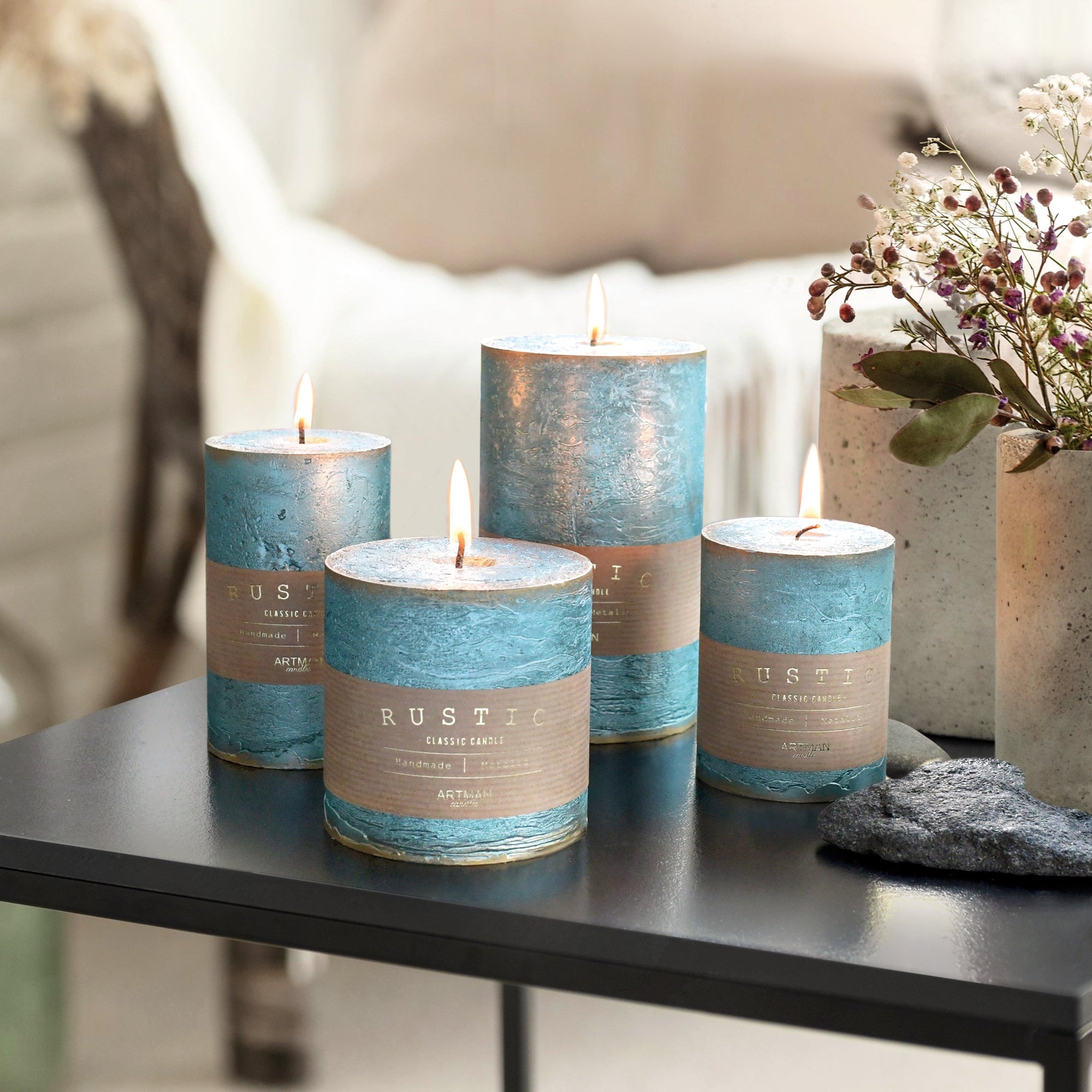 Rustic Patinated kaarsen - Diverse afmetingen en kleuren