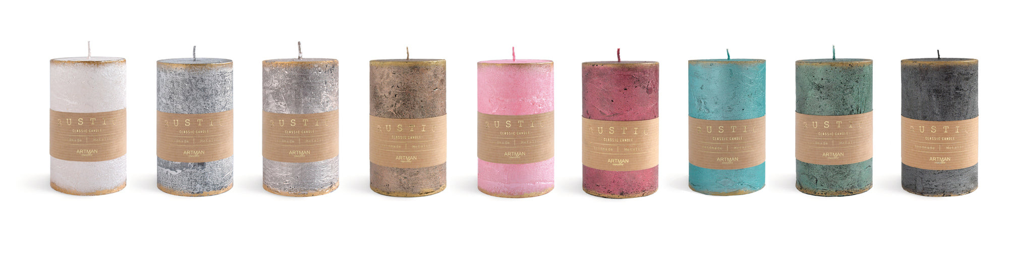 Rustic Patinated kaarsen - Diverse afmetingen en kleuren